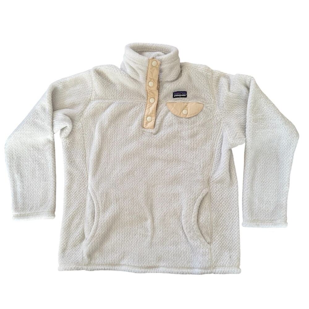 Patagonia Kids Off White Re-Tool Snap T Fleece Pullover Size 10 (M)